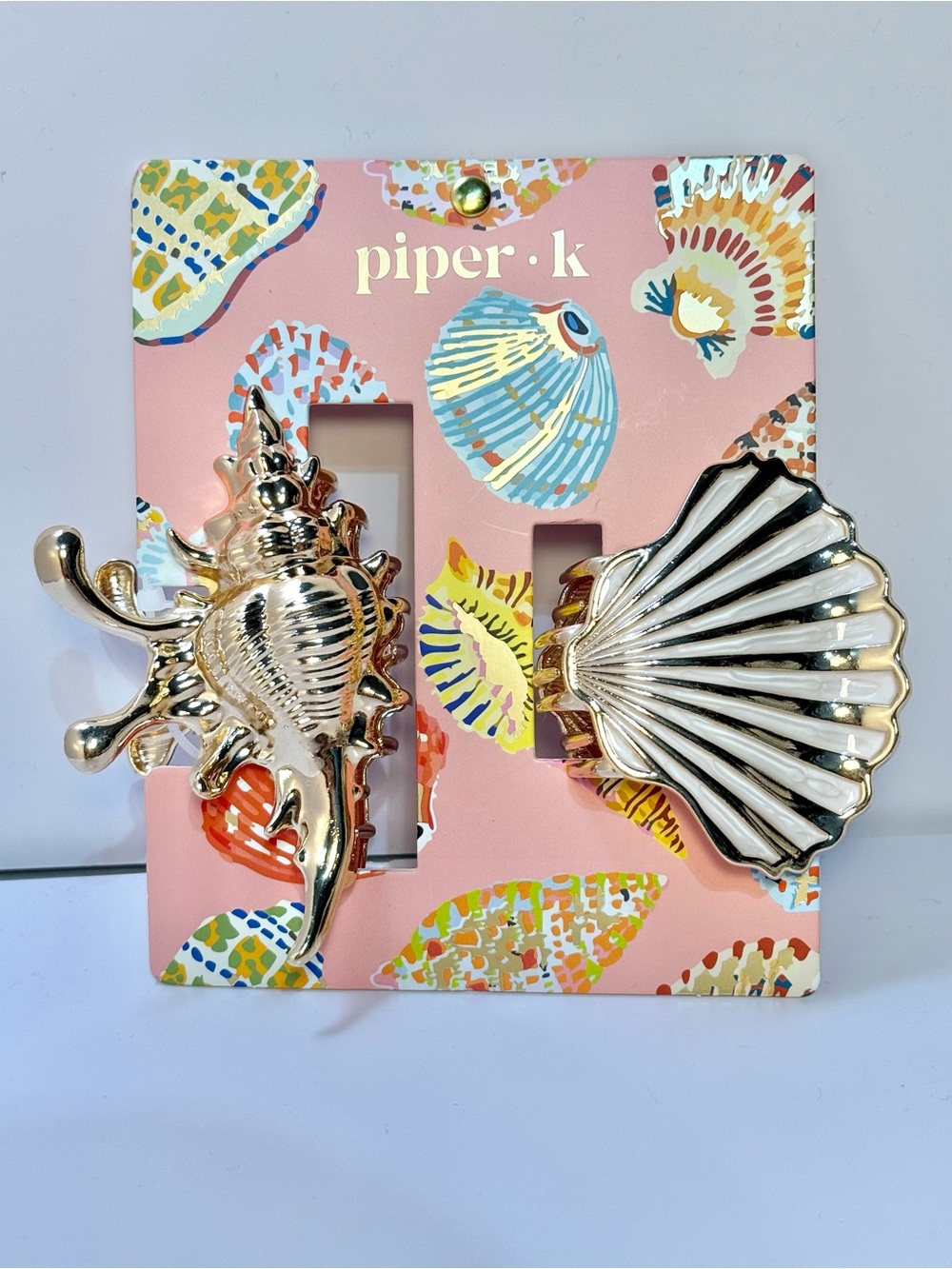 Piper K Seashell Hair Claw Clip Set Gold Pink Conch Scallop Mermaidcore 2pc NEW